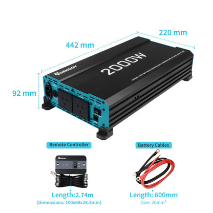 Inverter | Renogy | 2000W 12V to 230V Pure Sine Wave Inverter - Unwind Designs